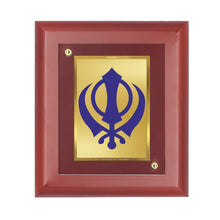 Load image into Gallery viewer, DIVINITI Khanda Sahib Gold Plated Wall Photo Frame, Table Decor| MDF 2 Wooden Wall Photo Frame and 24K Gold Plated Foil| Religious Photo Frame, Gifts Items (20.0CMX16.0CM)
