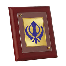 Load image into Gallery viewer, DIVINITI Khanda Sahib Gold Plated Wall Photo Frame, Table Decor| MDF 2 Wooden Wall Photo Frame and 24K Gold Plated Foil| Religious Photo Frame, Gifts Items (20.0CMX16.0CM)
