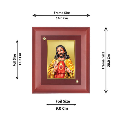 DIVINITI 24K Gold Plated Foil Jesus Wall Photo Frame, Table Decor| Wall Photo Frame and Religious Photo Frame Idol For Prayer, Gifts Items MDF Size 2 (20x16 CM)