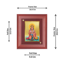 Load image into Gallery viewer, DIVINITI God Hanuman Gold Plated Wall Photo Frame, Table Decor| MDF 2 Wooden Wall Photo Frame and 24K Gold Plated Foil| Religious Photo Frame Idol For Pooja, Gifts Items (20.0CMX16.0CM)
