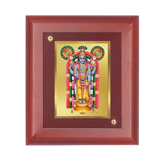 Diviniti 24K Gold Plated Foil Guruvayurappan Photo Frame Home & Office Decor, Tabletop, Puja Room, Workshop, Gift Items | MDFS2 (20x16 CM)