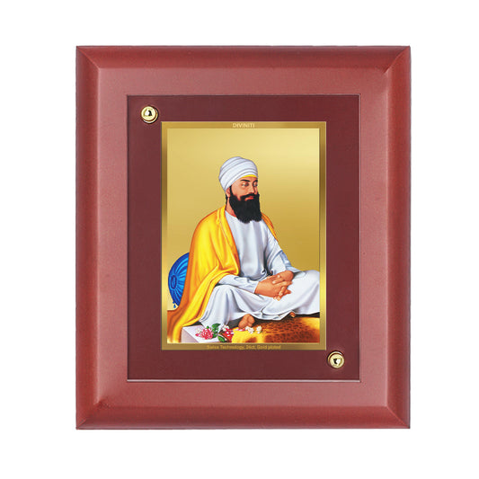 Diviniti 24K Gold Plated Guru Tegh Bahadar Sahib Ji Photo Frame Home & Office Decor, Tabletop, Puja Room, Workshop, Gift Items | MDFS2 (20x16 CM)