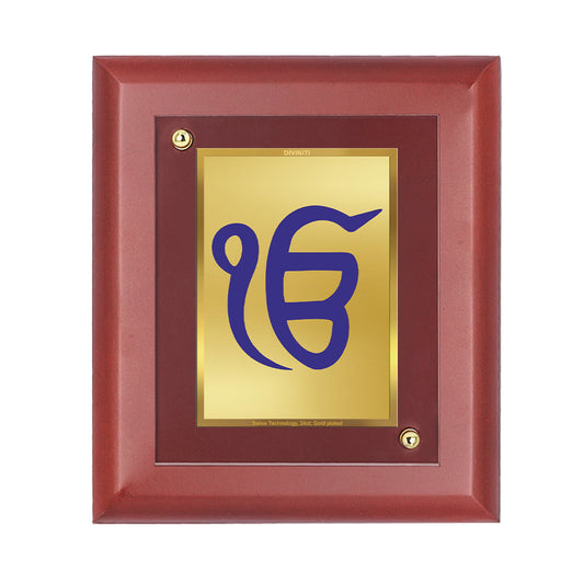 DIVINITI 24K Gold Plated Foil Ik Onkar Wall Photo Frame, Table Decor| Wall Photo Frame and Religious Photo Frame Idol For Pooja, Gifts Items MDF Size 2 (20x16 CM)