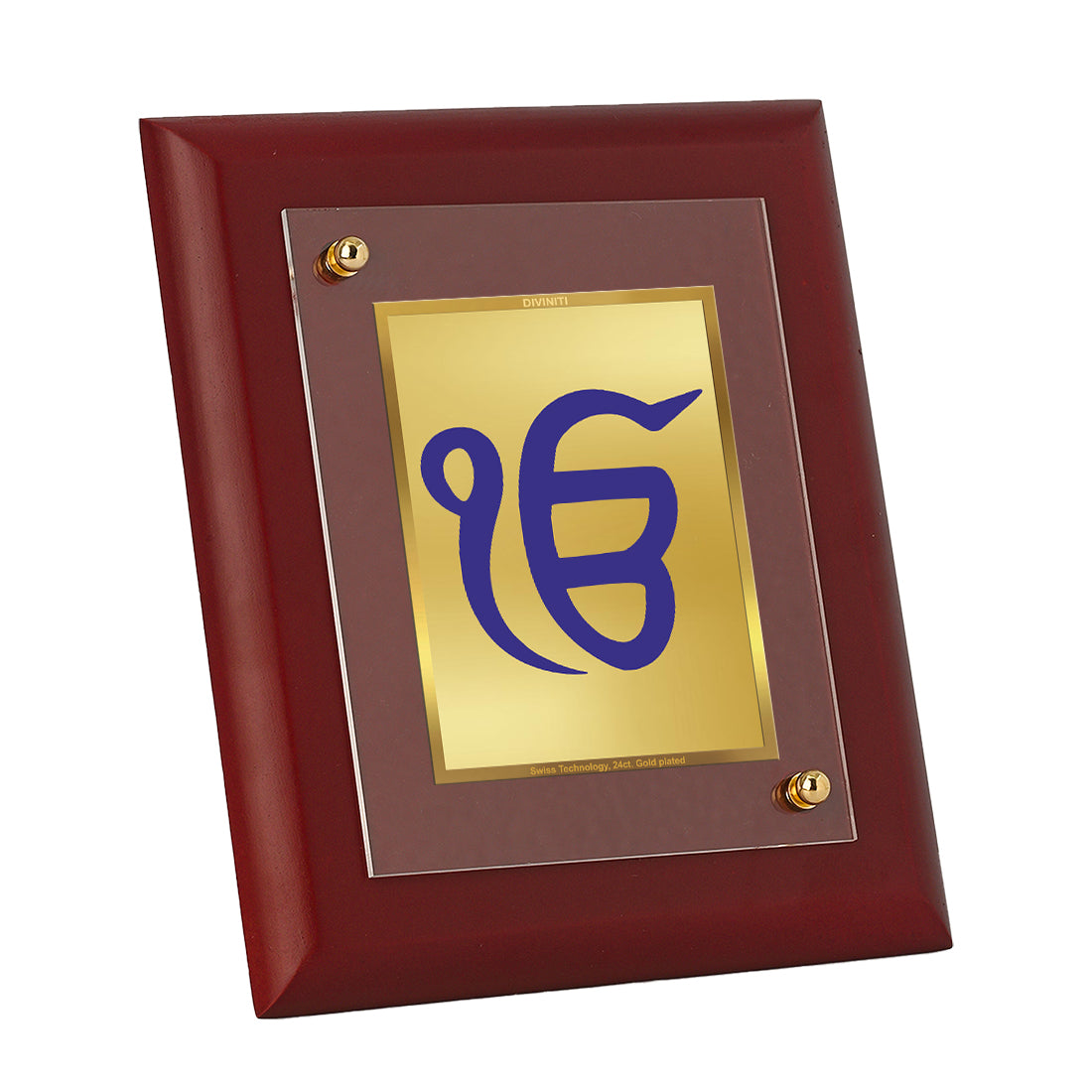 DIVINITI 24K Gold Plated Foil Ik Onkar Wall Photo Frame, Table Decor| Wall Photo Frame and Religious Photo Frame Idol For Pooja, Gifts Items MDF Size 2 (20x16 CM)