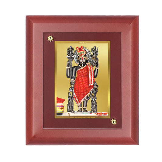 Diviniti 24K Gold Plated Foil Dwarkadhish Photo Frame Home & Office Decor, Tabletop, Puja Room, Workshop, Gift Items | MDFS2 (20x16 CM)