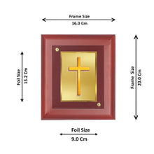 Load image into Gallery viewer, DIVINITI Holy Cross Gold Plated Wall Photo Frame, Table Decor| MDF 2 Wooden Wall Photo Frame and 24K Gold Plated Foil| Religious Photo Frame Idol For Prayer, Gifts Items (20.0CMX16.0CM)
