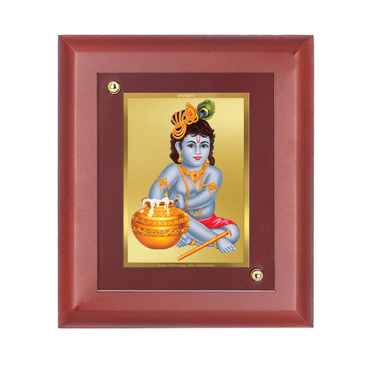 Diviniti 24K Gold Plated Foil Bal Gopal Photo Frame Home & Office Decor, Tabletop, Puja Room, Workshop, Gift Items | MDFS2 (20x16 CM)