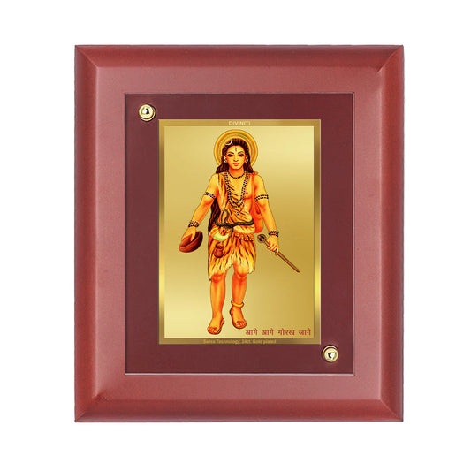 Diviniti 24K Gold Plated Foil Guru Gorakhnath Photo Frame Home & Office Decor, Tabletop, Puja Room, Workshop, Gift Items | MDFS2 (20x16 CM)