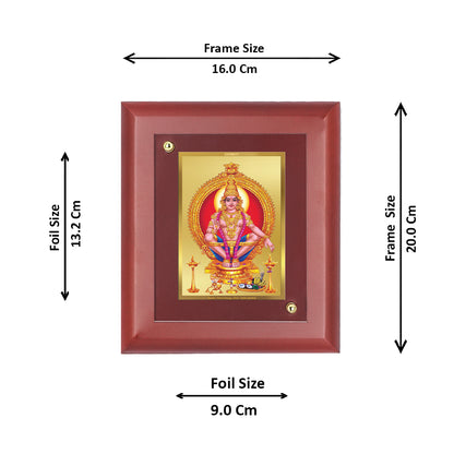 Diviniti 24K Gold Plated Foil Ayyappan Photo Frame Home & Office Decor, Tabletop, Puja Room, Workshop, Gift Items | MDFS2 (20x16 CM)