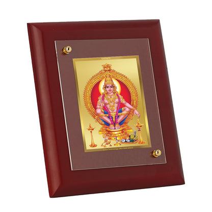 Diviniti 24K Gold Plated Foil Ayyappan Photo Frame Home & Office Decor, Tabletop, Puja Room, Workshop, Gift Items | MDFS2 (20x16 CM)