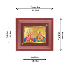 Load image into Gallery viewer, DIVINITI Lakshmi &amp; Ganesha Gold Plated Wall Photo Frame, Table Decor| MDF 2 Wooden Wall Photo Frame and 24K Gold Plated Foil| Religious Photo Frame Idol For Pooja, Gifts Items (20.0CMX16.0CM)
