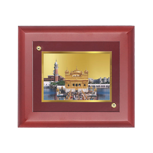 DIVINITI 24K Gold Plated Foil Sachkhand Shri Darbar Sahib (Golden Temple) Wall Photo Frame, Table Decor Wall Photo Frame and Religious Photo Frame Idol For Pooja, Gifts Items MDF Size 2 (20x16 CM)