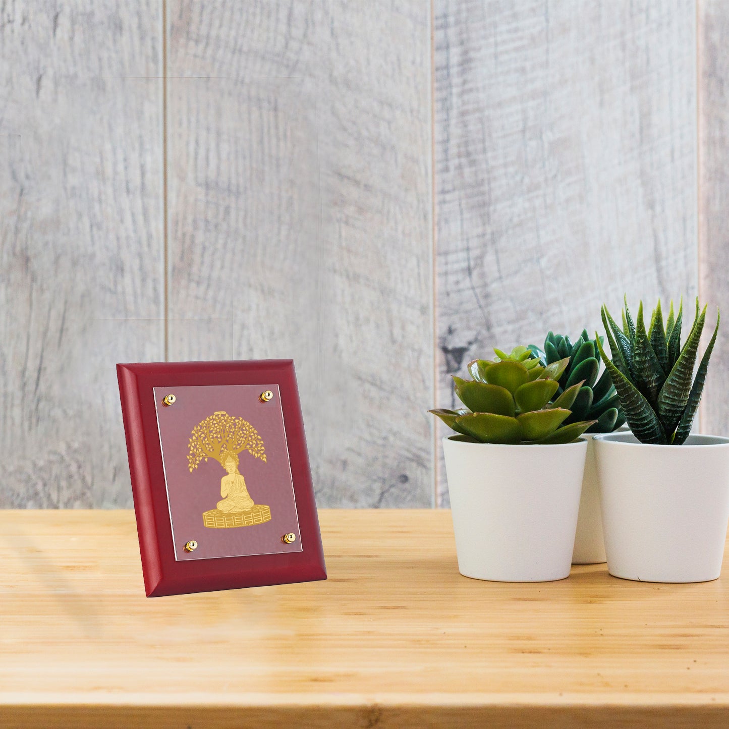 Diviniti 24K Gold Plated Foil Bodhi Tree Photo Frame Home & Office Decor, Tabletop, Workshop, Gift Items | MDFS2 (20x16 CM)