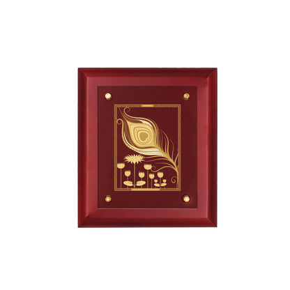 DIVINITI 24K Gold Plated Foil PEACOCK FEATHER Wall Hanging for Home| Photo Frame For Wall Decoration| Wall Hanging Photo Frame For Home Decor, Living Room, Hall, Guest Room MDF Size 2 (20x16 CM)