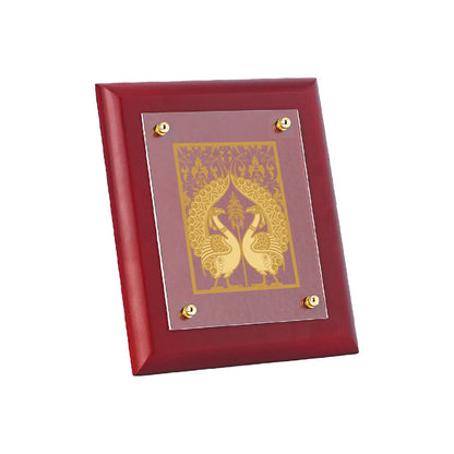 DIVINITI 24K Gold Plated Foil PEACOCK COUPLE Wall Hanging for Home| Photo Frame For Wall Decoration| Wall Hanging Photo Frame For Home Decor, Living Room, Hall, Guest Room MDF Size 2 (20x16 CM)