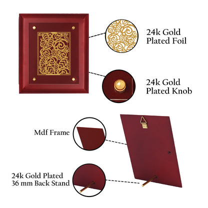 Diviniti 24K Gold Plated Floral Photo Frame Home & Office Decor, Tabletop, Workshop, Gift Items | MDFS2 (20x16 CM)