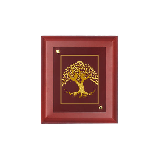 DIVINITI 24K Gold Plated Foil Tree Of Life Wall Hanging Photo Frame Idol for Living Room, Office Room, Table Top, Gift|MDF Size 1 (16.7x14.2 CM)