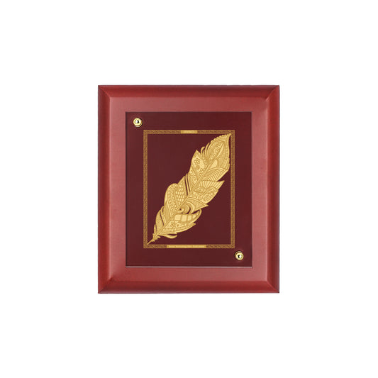 DIVINITI 24K Gold Plated Foil Feather Wall Photo Frame Idol for Home & Office Decoration, Table Top, Showpieces, Luxury Gift|MDF Size 1 (16.7x14.2 CM)