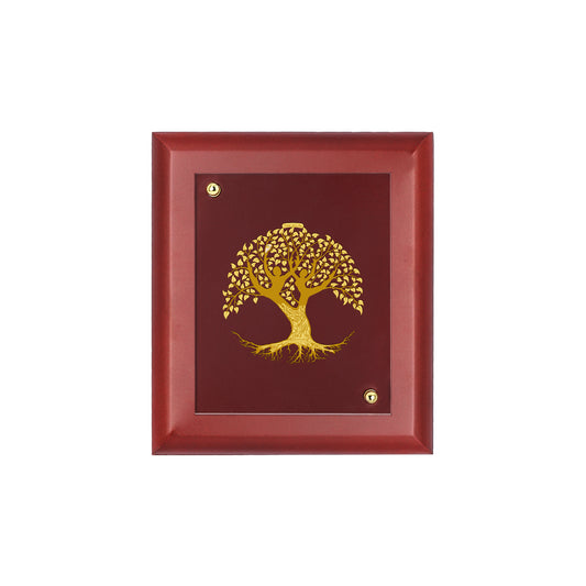 DIVINITI 24K Gold Plated Foil Tree Of Life Luxurious Photo Frame Idol for Workshop, Table Top, Home Wall Decor, Luxury Gift|MDF Size 1 (16.7x14.2 CM)