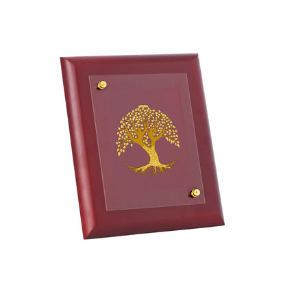 DIVINITI 24K Gold Plated Foil Tree Of Life Luxurious Photo Frame Idol for Workshop, Table Top, Home Wall Decor, Luxury Gift|MDF Size 1 (16.7x14.2 CM)