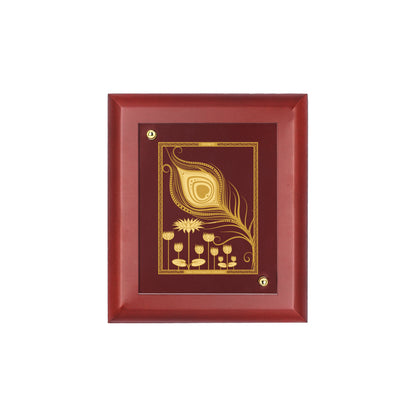 DIVINITI 24K Gold Plated Foil Peacock Feather Stylish Photo Frame Idol for Home Decor, Workshop, Table Top, Gift|MDF Size 1 (16.7x14.2 CM)