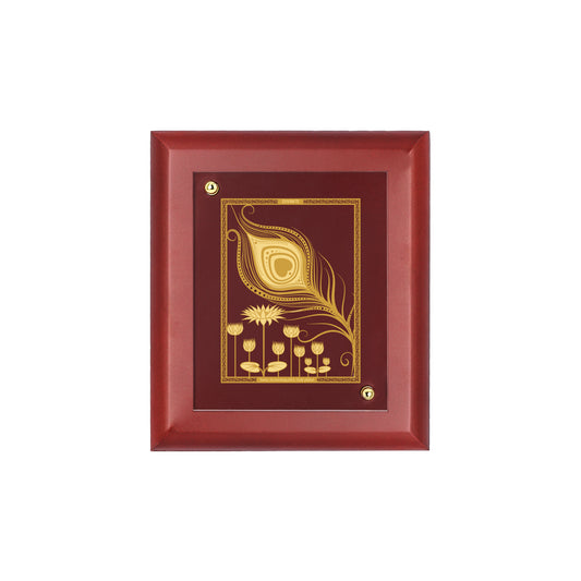 DIVINITI 24K Gold Plated Foil Peacock Feather Stylish Photo Frame Idol for Home Decor, Workshop, Table Top, Gift|MDF Size 1 (16.7x14.2 CM)