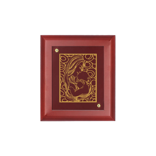 DIVINITI 24K Gold Plated Foil Mother With Child Classic Photo Frame Idol for Prayer Home Wall Decor, Table Top, Gift|MDF Size 1 (16.7x14.2 CM)