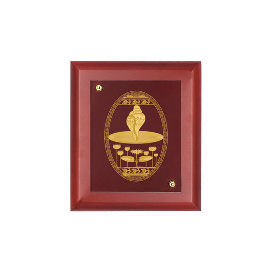 DIVINITI 24K Gold Plated Foil Shankh Wall Hanging Photo Frame Idol for Room Decor, Table Top, Workshop, Gift|MDF Size 1 (16.7x14.2 CM)