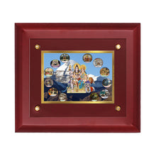 Load image into Gallery viewer, DIVINITI Shiva Parivar-3 Gold-Plated Wall Photo Frame| MDF 2.5 Wooden Wall Frame with 24K Gold-Plated Foil| Religious Photo Frame Idol For Prayer, Gifts Items (25CMX20CM)
