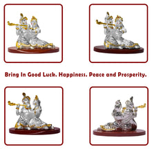 Load image into Gallery viewer, DIVINITI 999 Silver Plated Radha Krishna Idol For Car Dashboard, Home Decoration, Puja, Gift (6 X 8.5 CM)
