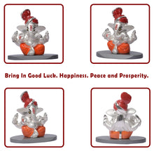 Load image into Gallery viewer, DIVINITI 999 Silver Plated Pagdi Ganesha Idol For Car Dashboard, Home Decor, Table, Gift (7 X 7 CM)
