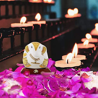 DIVINITI Ganesha G2 Ceramic Idol For Car Dashboard, Home Decor, Tabletop, Puja Room and Gift (6.8 x 5 CM)