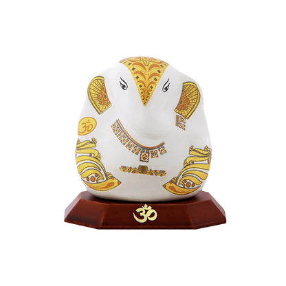 DIVINITI Ganesha G2 Ceramic Idol For Car Dashboard, Home Decor, Tabletop, Puja Room and Gift (6.8 x 5 CM)