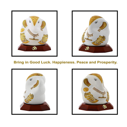 DIVINITI Ganesha G2 Ceramic Idol For Car Dashboard, Home Decor, Tabletop, Puja Room and Gift (6.8 x 5 CM)