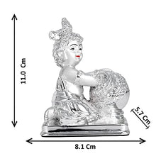 Load image into Gallery viewer, DIVINITI 999 Silver Plated Bal Gopal Idol For Home Decor Showpiece, Table, Housewarming (11 X 8.1 CM)
