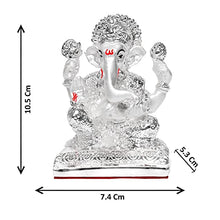 Load image into Gallery viewer, Diviniti 999 Silver Plated Sculpture of Ganesha Figurine Religious Idol for Pooja, Gift  (7.4 CM X 5.3 CM X 10.5 CM)
