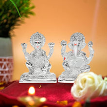 Load image into Gallery viewer, DIVINITI 999 Silver Plated Lakshmi Ganesha Idol For Home Decor, Diwali Gift, Puja Room (10 X 7 CM)