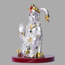 Load image into Gallery viewer, DIVINITI 999 Silver Plated Lord Hanuman Idol For Car Dashboard, Home Decor, Housewarming Gift (9 X 6 CM)
