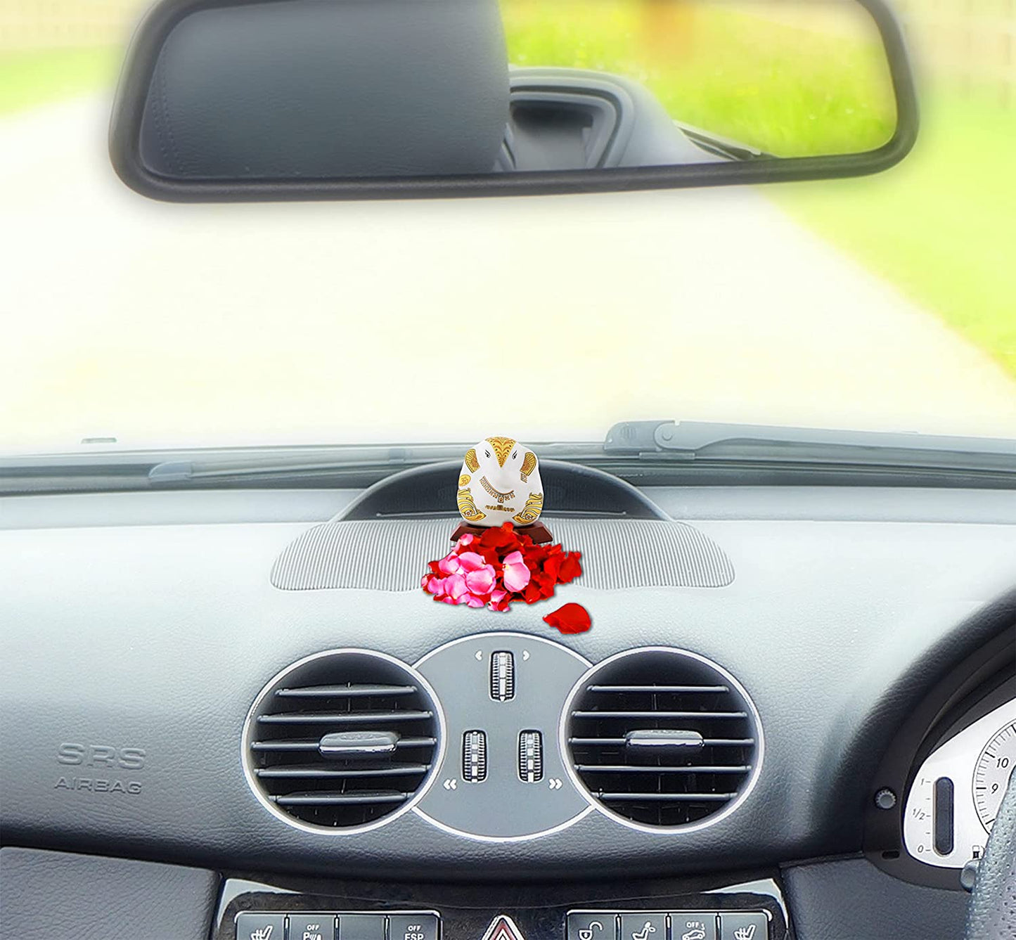 Diviniti Ganesha G3 Ceramic Idol For Car Dashboard, Home Decor, Tabletop, Puja Room and Gift (7.5 x 5.8 CM)