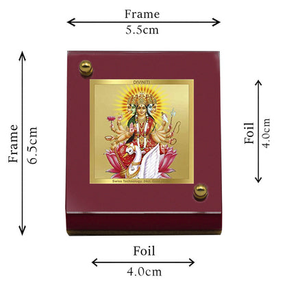 DIVINITI 24K Gold Plated Gayatri-1 Frame For Car Dashboard, Home Decor & Puja Room (MDF 1B)(6.5 x 5.5 CM)