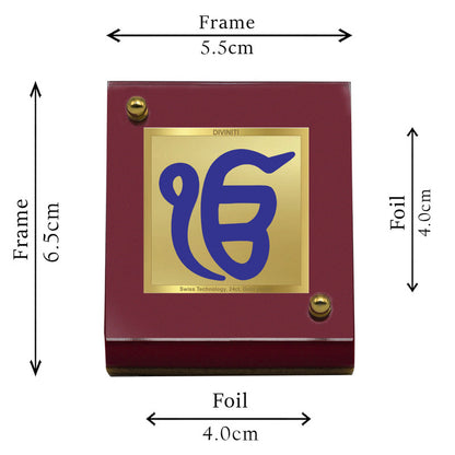 DIVINITI 24K Gold Plated Ik Onkar Frame For Car Dashboard, Home Decor, Table Tops, Gift (MDF 1B)(6.5 x 5.5 CM)