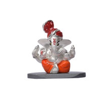 Load image into Gallery viewer, DIVINITI 999 Silver Plated Pagdi Ganesha Idol For Car Dashboard, Home Decor, Table, Gift (7 X 7 CM)
