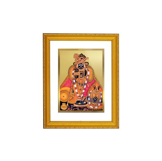 DIVINITI 24K Gold Plated Foil Bankey Bihari Stylish Photo Frame Idol for Wall Hanging, Home Decor, Prayer, Workshop, Gift|DG101 Size 2 (22.6x18.4 CM)