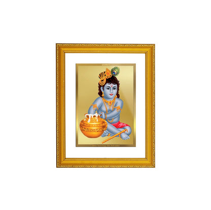 DIVINITI 24K Gold Plated Foil Bal Gopal Traditional Photo Frame Idol for Home Wall Decor, Prayer, Workshop, Luxurious Gift|DG101 Size 2 (22.6x18.4 CM)