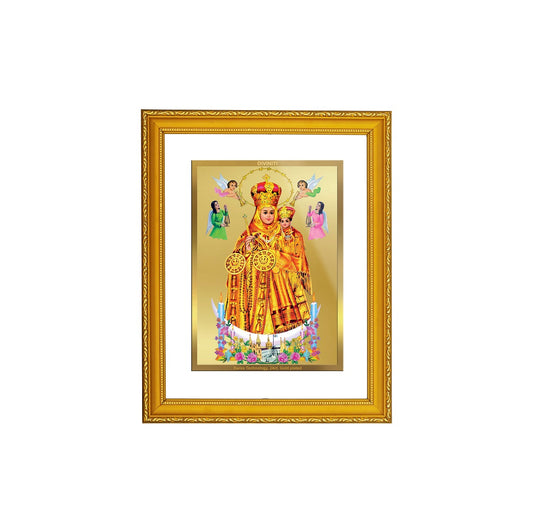 DIVINITI 24K Gold Plated Lady Of Health Elegant Photo Frame Idol for Puja Room, Home Wall Decor, Workshop, Table Top, Premium Gift|DG101 Size 2 (22.6x18.4 CM)