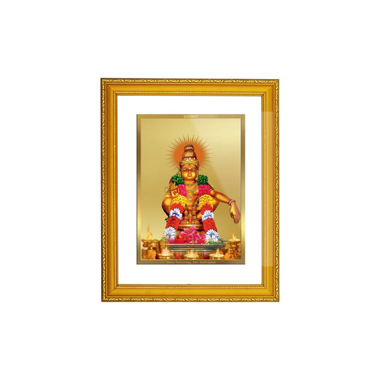DIVINITI 24K Gold Plated Foil Ayyappan Ji Photo Frame Idol for Puja Room, Home Decor, Wall Hanging, Workshop, Gift|DG101 Size 2 (22.6x18.4 CM)