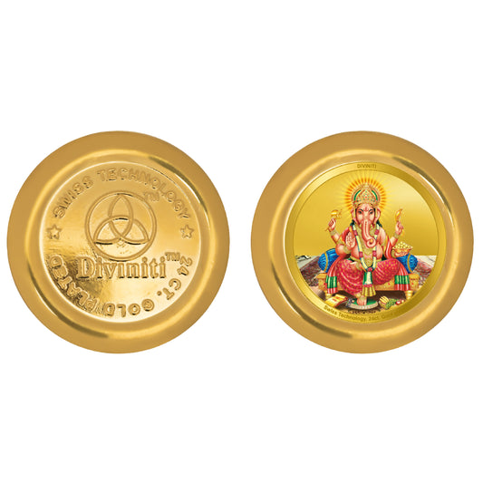 Diviniti 24K Gold Plated Lord Ganesha Coin (18mm)