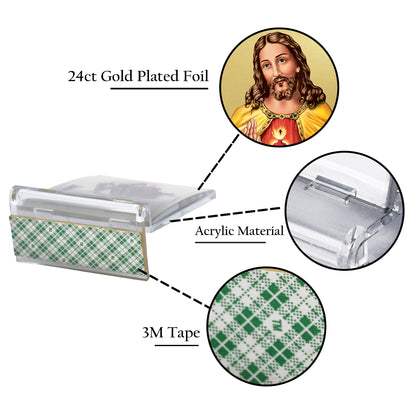 Diviniti 24K Gold Plated Jesus Acrylic Frame for Car Dashboard, Home Decor, Tabletop, Festival Gift ACF3A (5.8x4.8 CM)