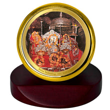 Load image into Gallery viewer, Diviniti 24K Gold Plated Mata Ka Darbar Frame For Car Dashboard, Home Decor, Table Top, Puja &amp; Gift (5.5 x 5.0 CM)
