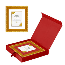 Load image into Gallery viewer, Diviniti Customized Gold Plated Frame for Certificates | DG Frame 103 Size 1 and 24K Gold Plated Foil| Personalized Gifts (10.9 CMX10.9 CM)
